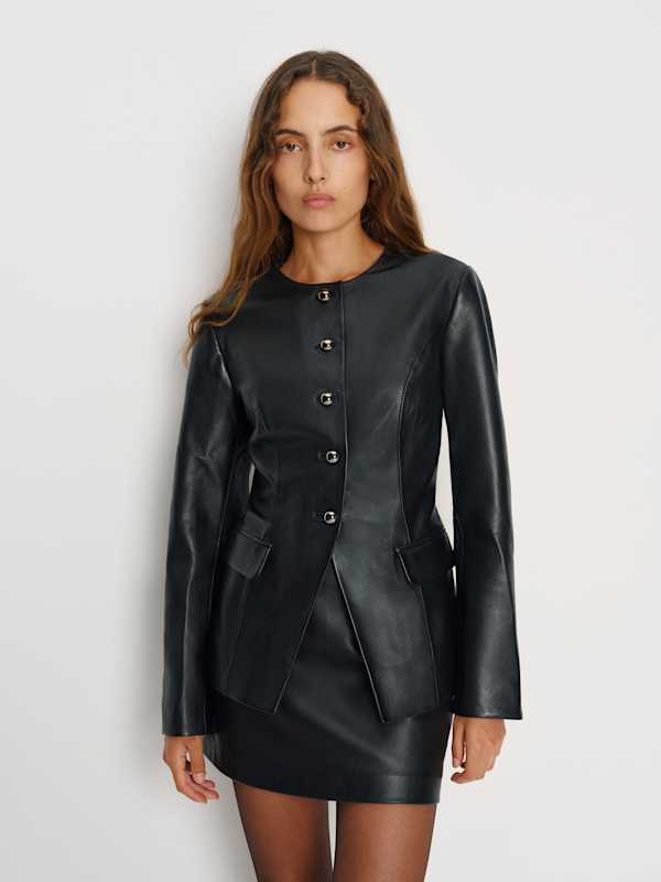 Veda Ayla Leather Blazer - Black