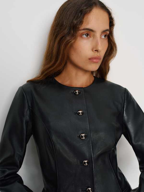 Veda Ayla Leather Blazer - Black
