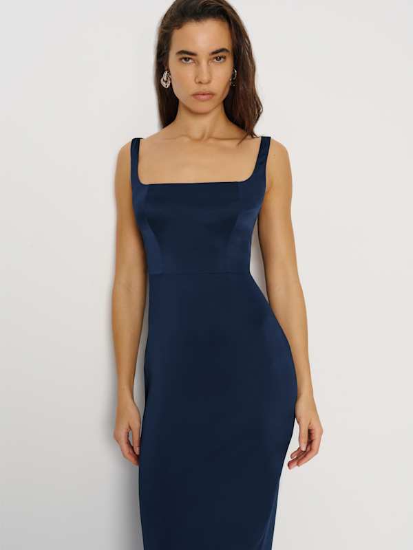 Ambre Silk Dress - Navy