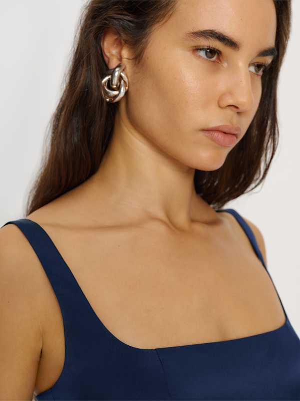 Ambre Silk Dress - Navy