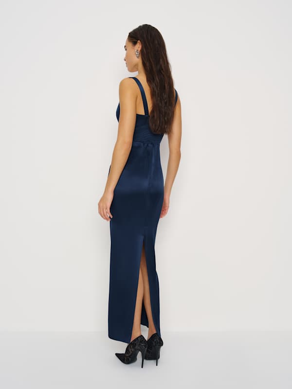 Ambre Silk Dress - Navy