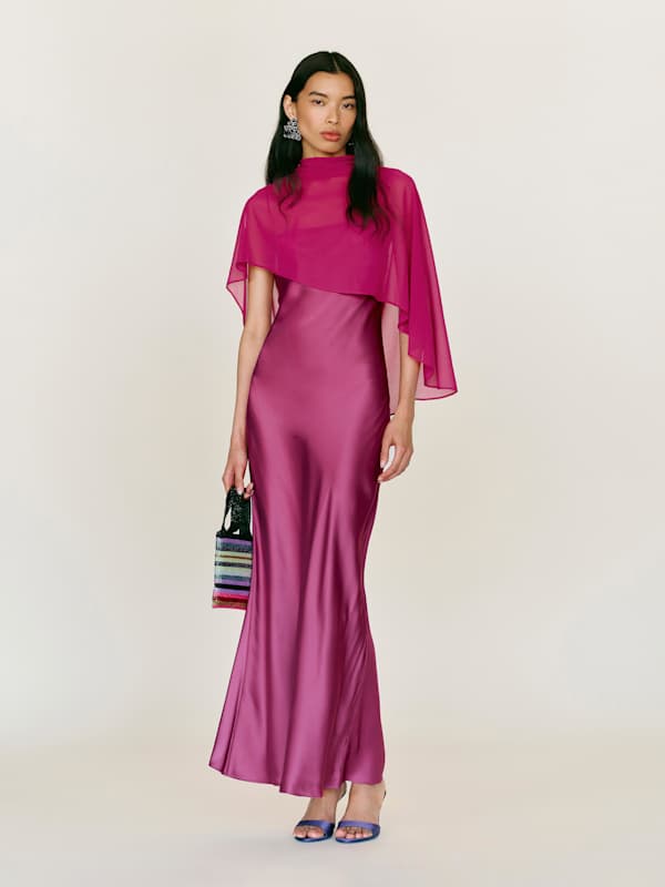 Lilibeth Silk Dress - Hibiscus Tea