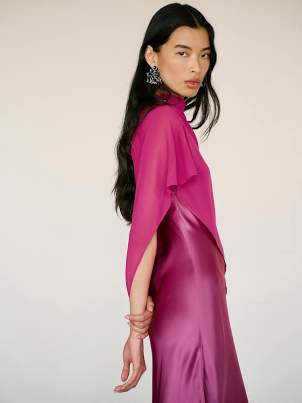 Lilibeth Silk Dress - Hibiscus Tea
