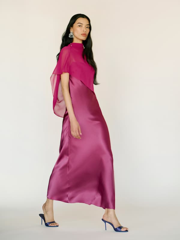 Lilibeth Silk Dress - Hibiscus Tea
