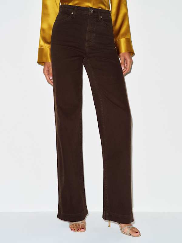 Bex Super Stretch High Rise Wide Leg Long Jeans - Mole