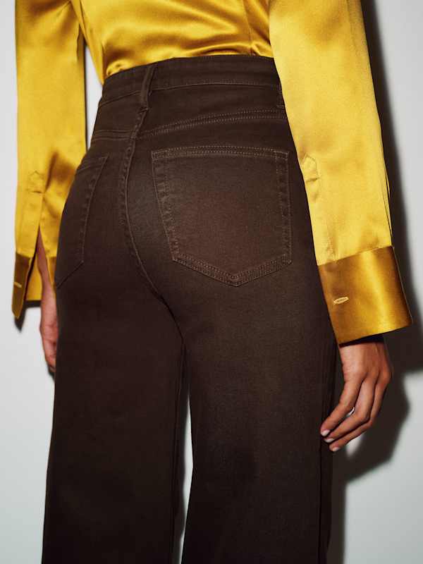 Bex Super Stretch High Rise Wide Leg Long Jeans - Mole