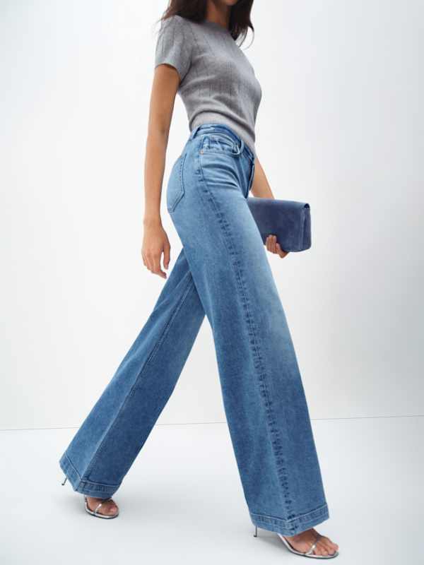 Bex Super Stretch High Rise Wide Leg Long Jeans - Woods