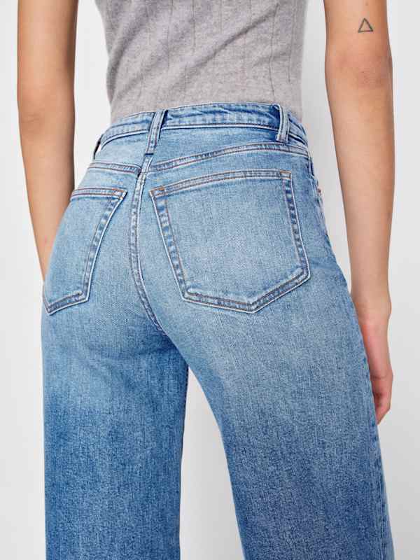 Bex Super Stretch High Rise Wide Leg Long Jeans - Woods