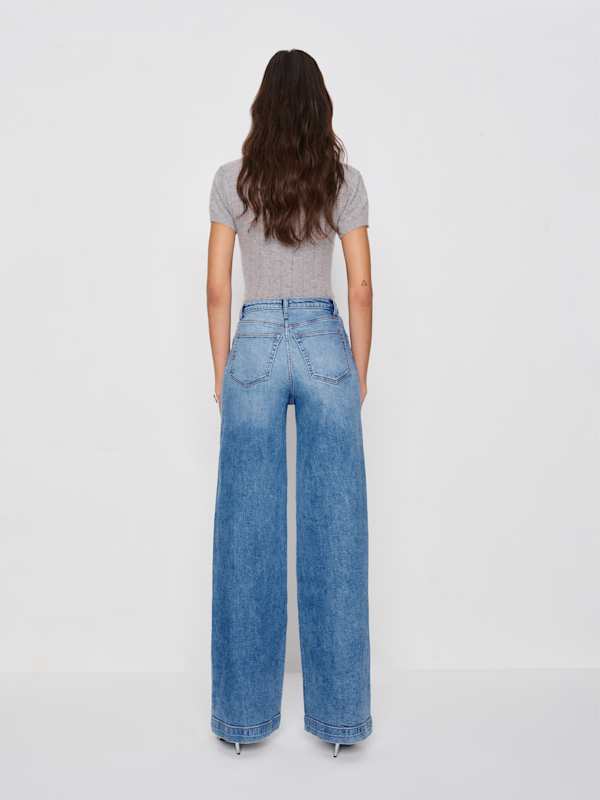 Bex Super Stretch High Rise Wide Leg Long Jeans - Woods