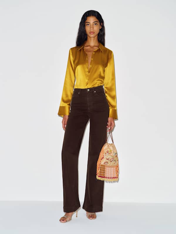 Bex Super Stretch High Rise Wide Leg Short Jeans - Mole