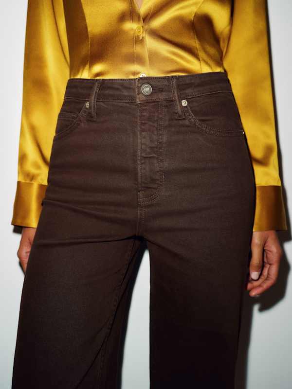 Bex Super Stretch High Rise Wide Leg Short Jeans - Mole