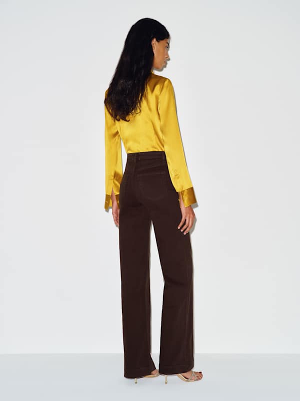 Bex Super Stretch High Rise Wide Leg Short Jeans - Mole