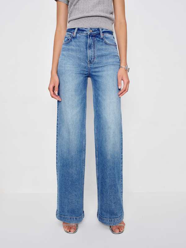 Bex Super Stretch High Rise Wide Leg Short Jeans - Woods