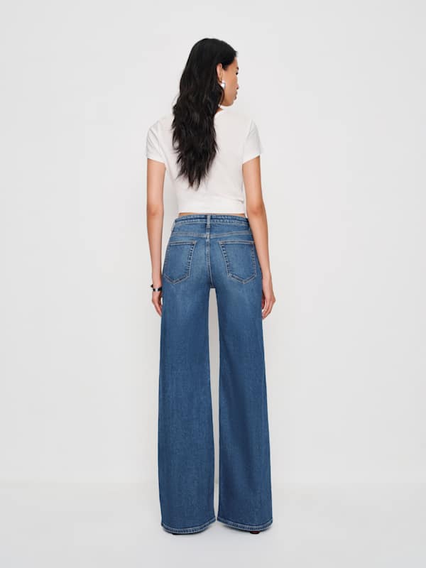 Greta Super Stretch Low Rise Wide Leg Long Jeans - Willamette