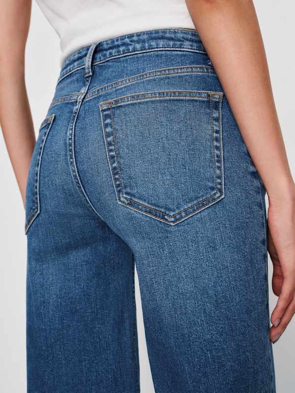 Greta Super Stretch Low Rise Wide Leg Long Jeans - Willamette