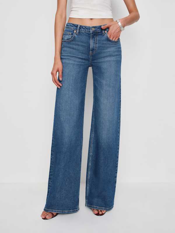 Greta Super Stretch Low Rise Wide Leg Short Jeans - Willamette