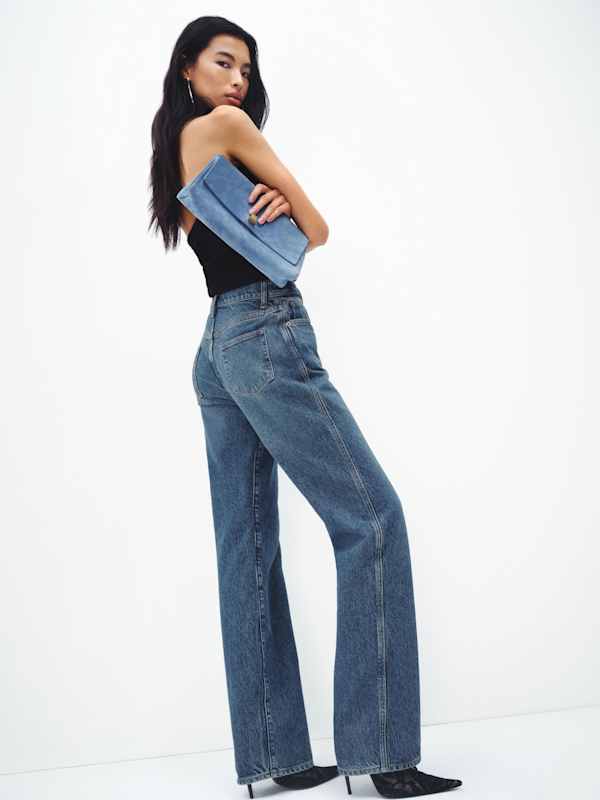 Val 90s Mid Rise Straight Long Jeans - Pelican