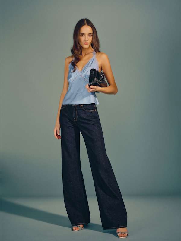 Cary Low Rise Slouchy Wide Leg Short Jeans - Ondine
