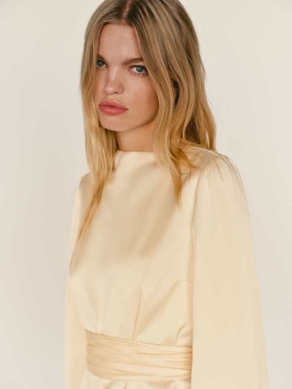 Astrid Silk Dress - Fior Di Latte