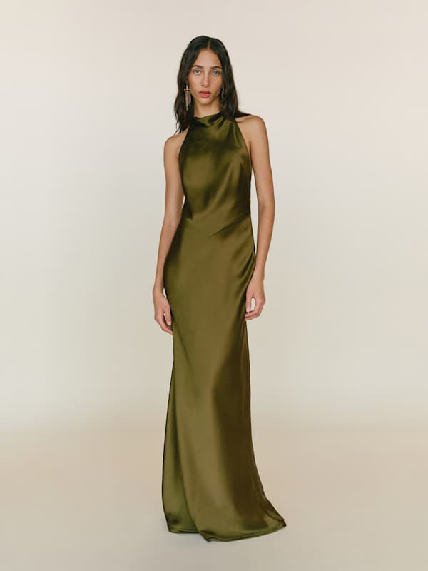 Bianca Silk Dress - Moss Garden