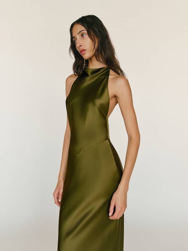 Bianca Silk Dress - Moss Garden