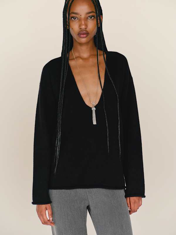 Juno Cashmere Oversized Sweater - Black