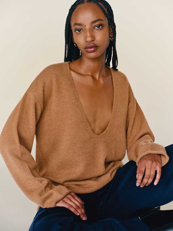 Juno Cashmere Oversized Sweater - Camel
