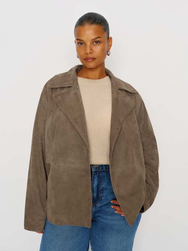 Veda Jaden Cropped Trench Es - Mushroom Suede