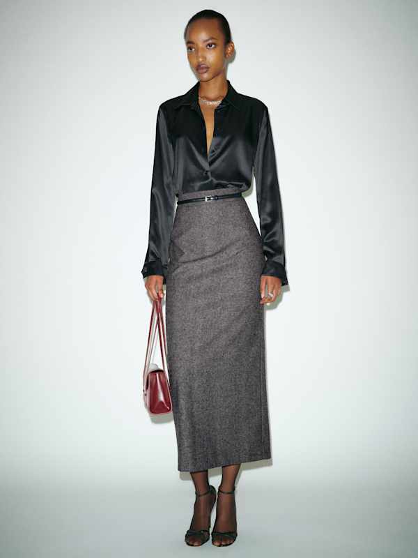 Lydia Skirt - Charcoal Wool