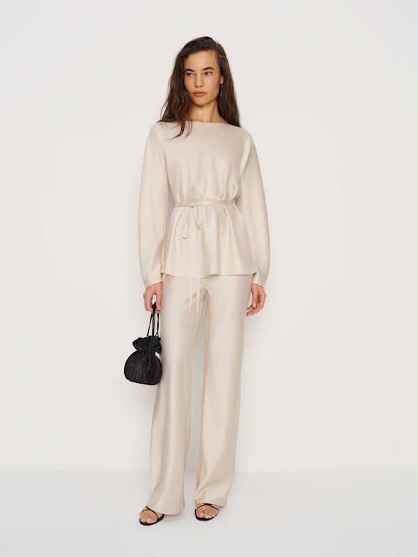 Aubrey Satin Two Piece - Almond