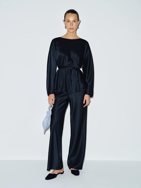Aubrey Satin Two Piece - Midnight