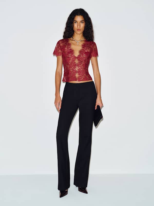 Eugenie Top - Red Lace