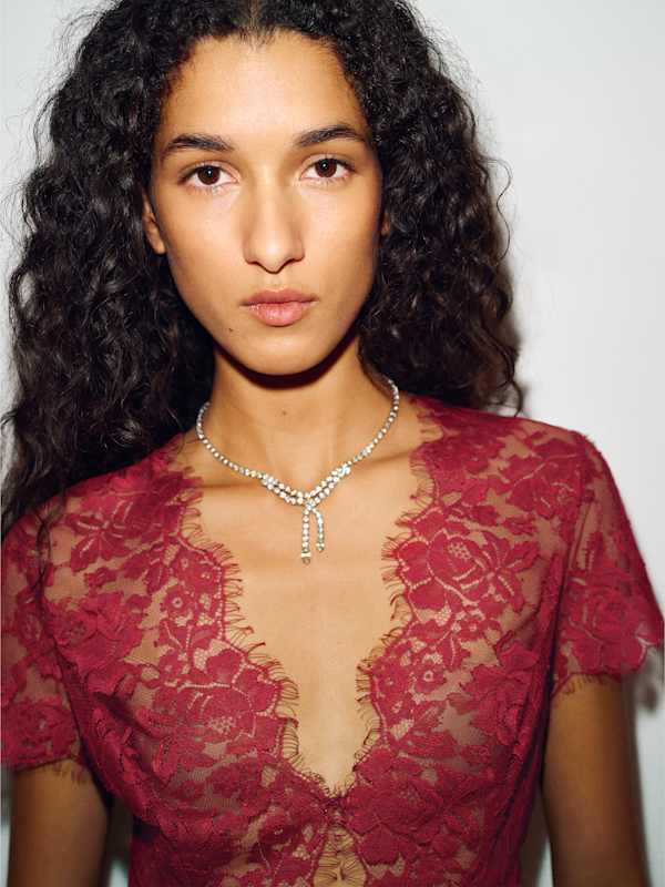 Eugenie Top - Red Lace