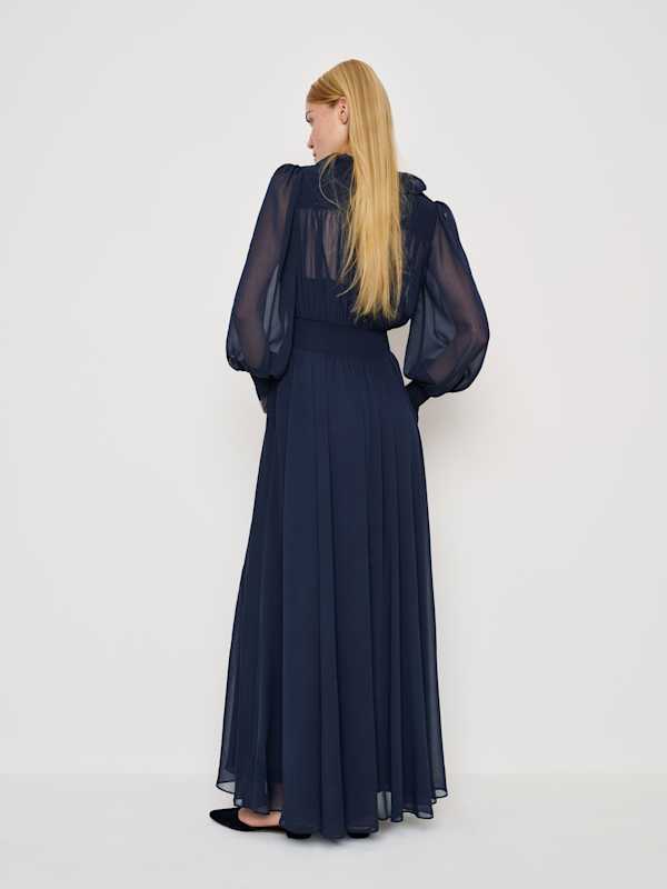 Brown Sugar Ruffle Dress - Navy