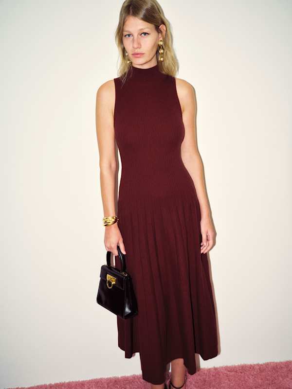 Elina Cashmere Sweater Dress - Chianti