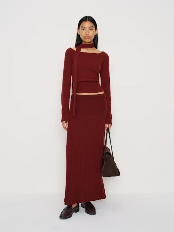 Irene Cashmere Sweater And Scarf Set - Chianti