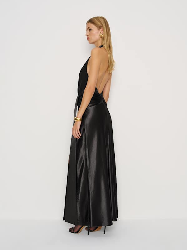 Oceane Satin Dress - Black