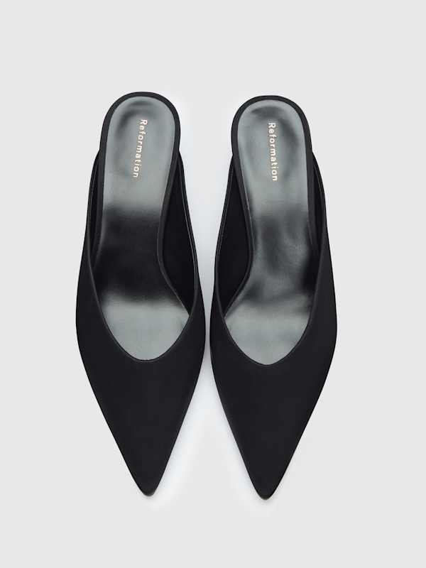 Marilyn Wedge Mule - Black Satin