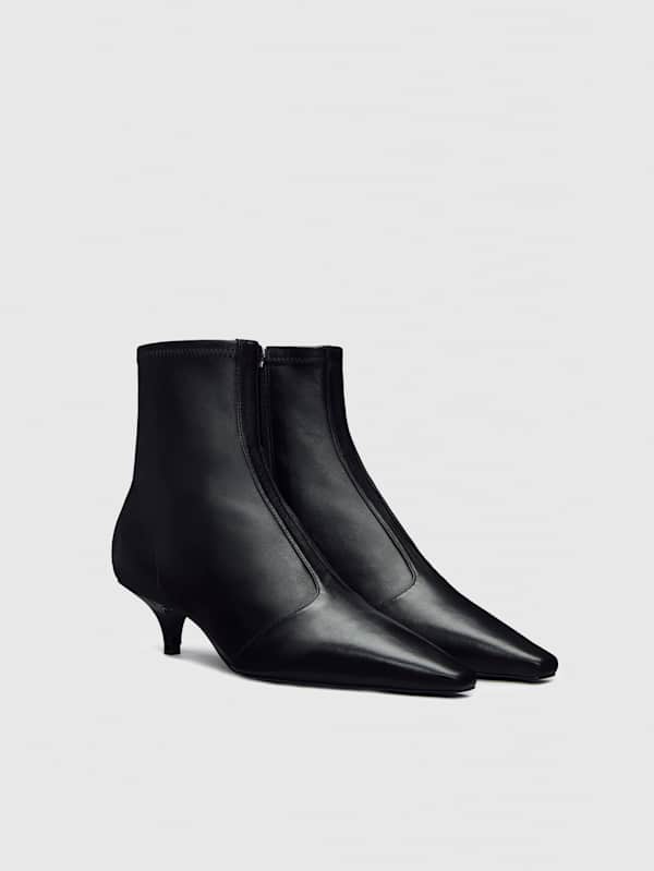 Robbie Ankle Boot - Black Stretch Leather