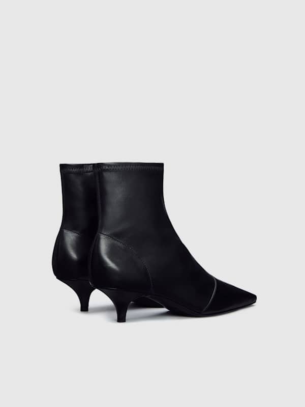 Robbie Ankle Boot - Black Stretch Leather