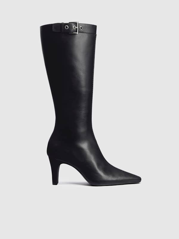 Tatyana Knee Boot - Black Leather