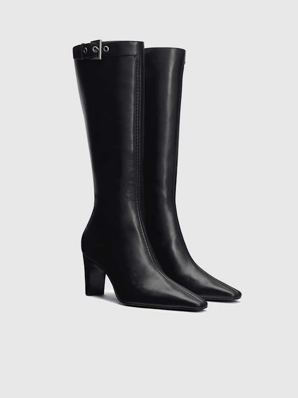 Tatyana Knee Boot - Black Leather