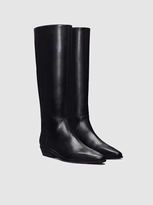 Dominique Knee Boot - Black Leather