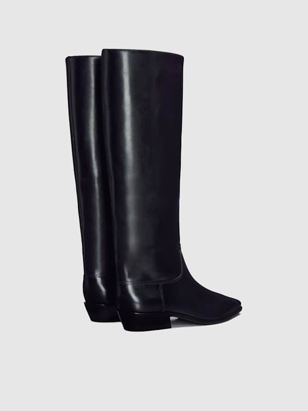 Dominique Knee Boot - Black Leather