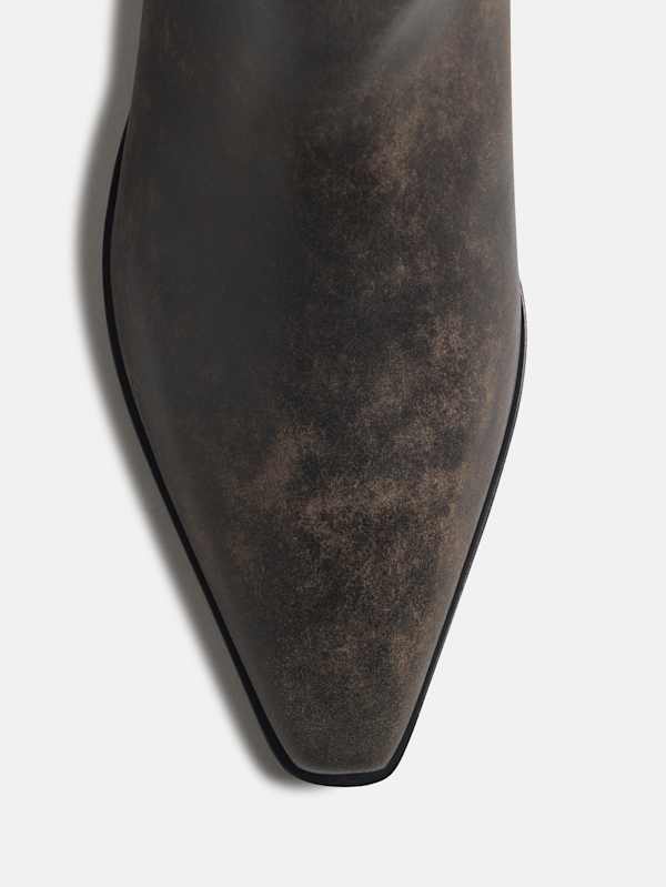 Dominique Knee Boot - Brown Bleached Leather