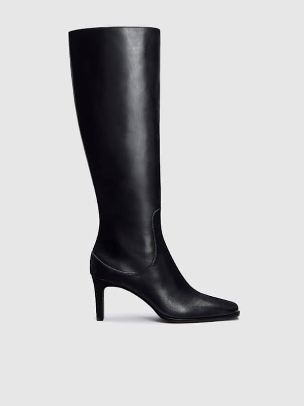 Claudette Knee Boot - Black Leather
