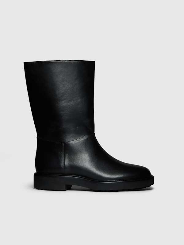 Dorinda Mid Shaft Boot - Black Leather