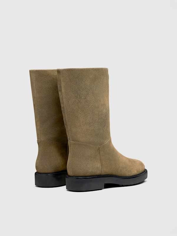 Dorinda Mid Shaft Boot - Distressed Olive Leather