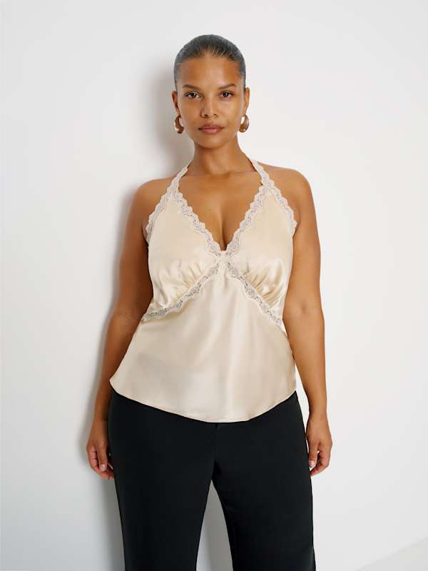 Monica Silk Top Es - Almond