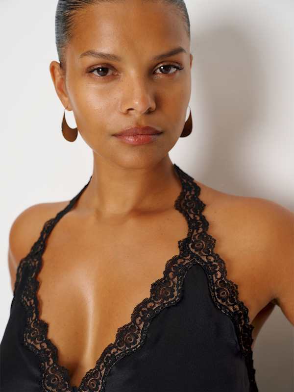 Monica Silk Top Es - Black